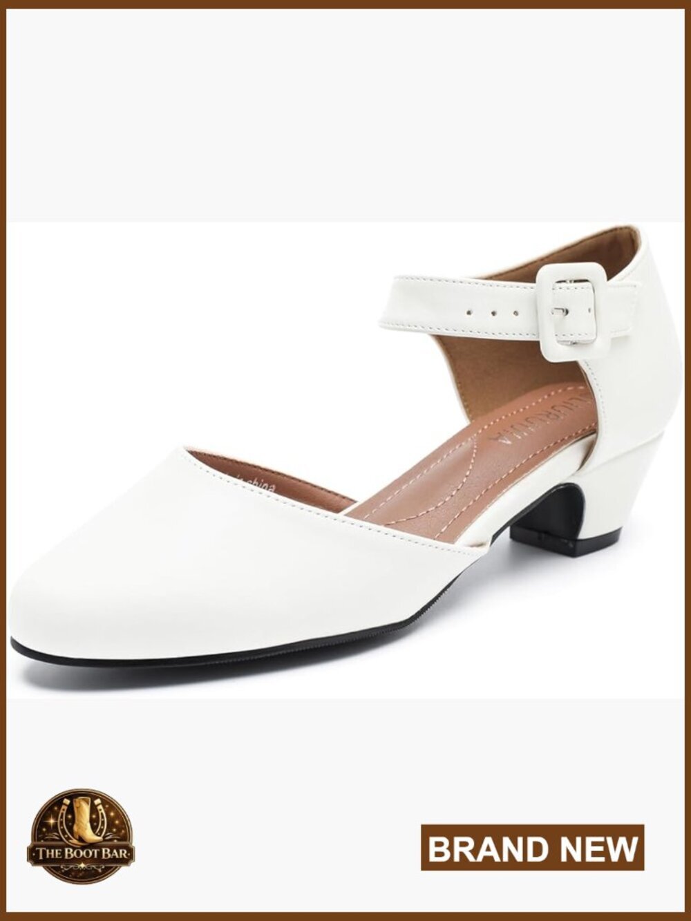Low Chunky Heel Pumps with Ankle Strap for Work Wedding Party